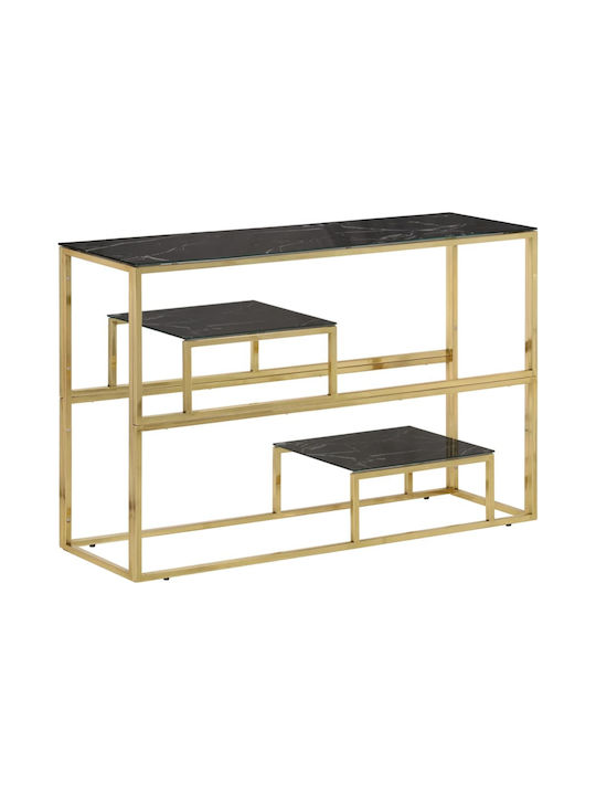 Console Table Metal with Glass Surface Gold L110xW35xH70cm