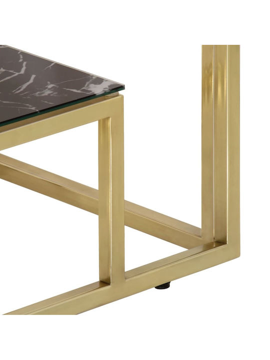 Console Table Metal with Glass Surface Gold L110xW35xH70cm