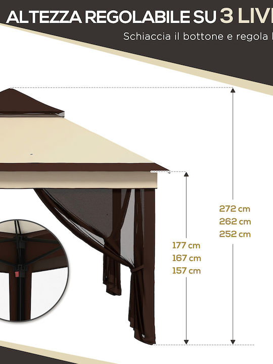 Outsunny Κιόσκι Κήπου Καφέ 3x3m