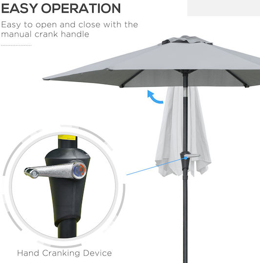Ομπρέλα Στρογγυλή Αλουμινίου Γκρι Φ2.3xΥ2m