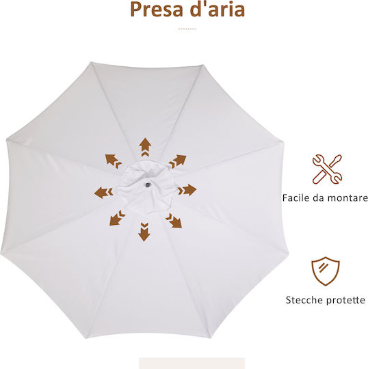 Umbrelă Rotundă Din Lemn Bej Φ3.25xÎ2.5m