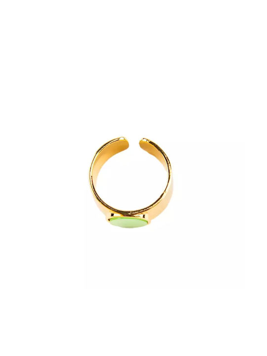 Nora's Accessories Damen Chevalier Ring mit Steinen aus Stahl Vergoldet