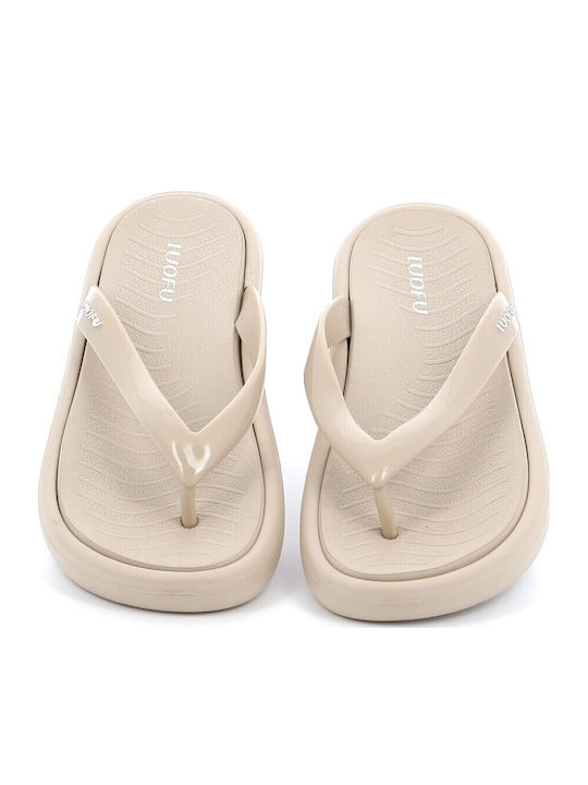 Frauen Flip Flops in Beige Farbe