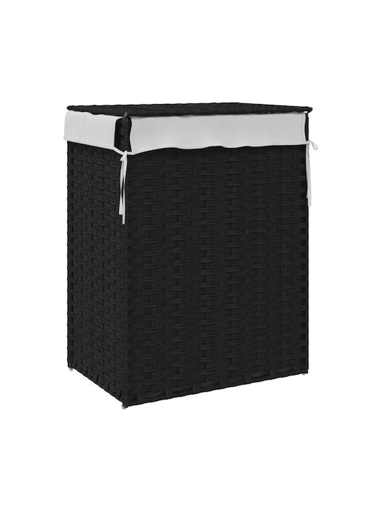 vidaXL Wicker Laundry Basket with Cap 46x33x60cm Black