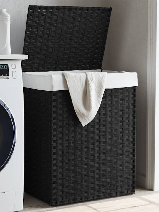 vidaXL Wicker Laundry Basket with Cap 46x33x60cm Black