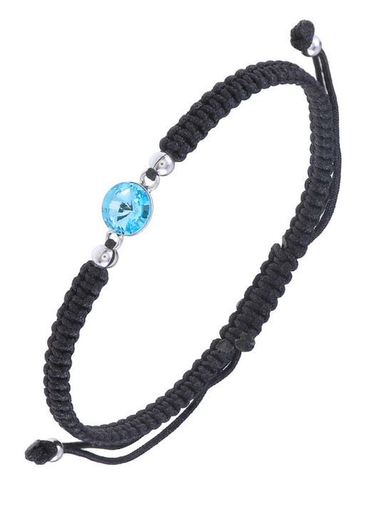 Handgefertigtes Makramee Silber Zirkonia Armband BSD912-Blau