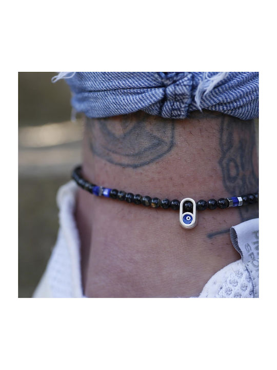 MEN'S ANKLE BRACELETS made of semi-precious stones & stainless steel ANDRIY BY MF BLACK ANDRIY 44L