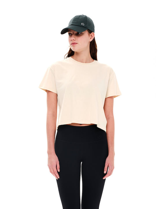 Emerson Femeie Sport Crop Tricou Monocrom Ecru