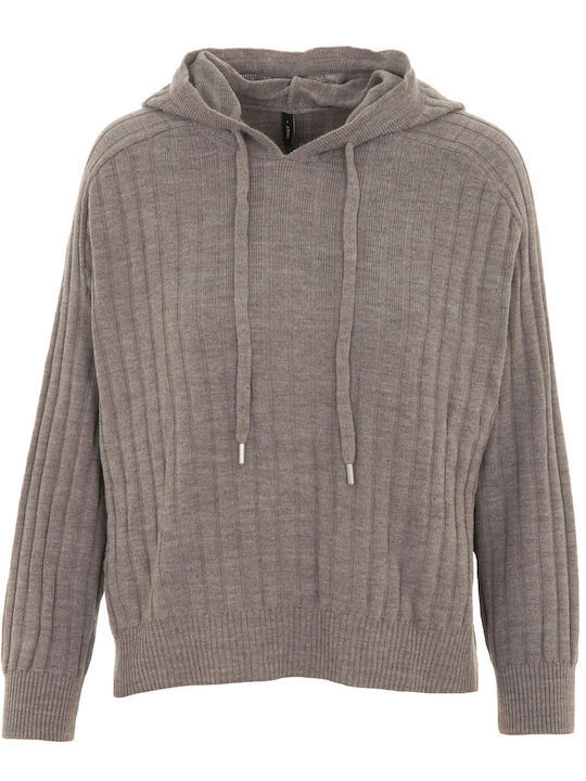 Women's Long Sleeve Sweater with Hood Plum Kitten