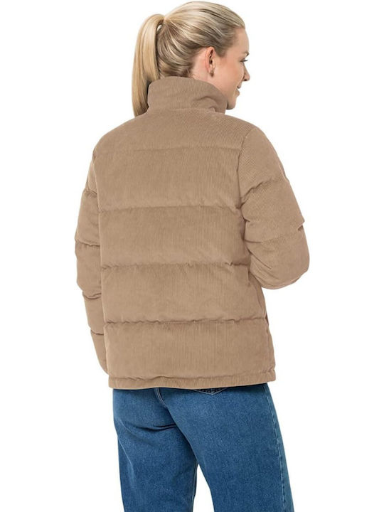 Jack Wolfskin Women's Short Puffer Jacket for Winter Brown