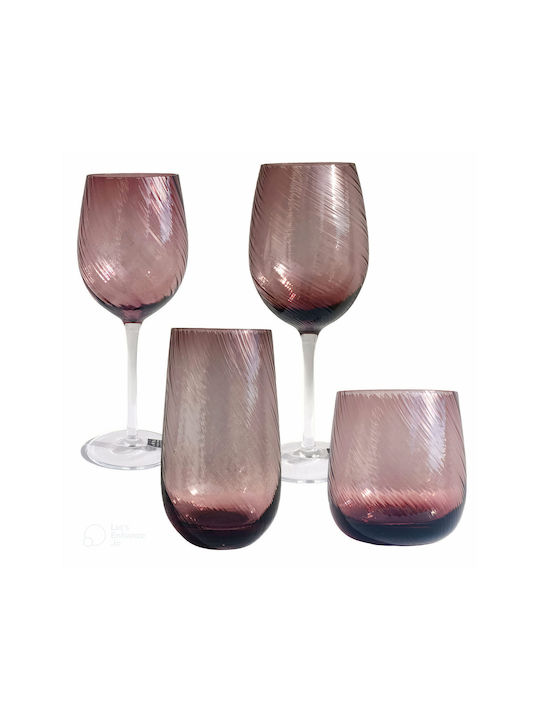 HFA Glass Set Water made of Glass in Purple Color 640ml 6pcs