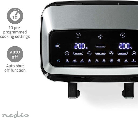 Nedis Friteuză cu aer cu Wi-Fi & Coș Detașabil Dublu 8.4lt Negru KAAF320BK