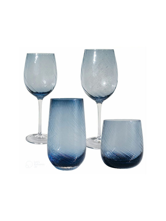 HFA Set of Glasses Water made of Glass in Blue Color 580ml 6pcs