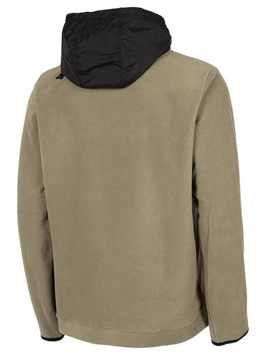 4F Herren Langarmshirt Ausschnitt mit Reißverschluss Khaki