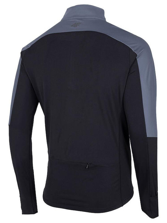 4F Men's Athletic Long Sleeve Blouse with Zipper Black