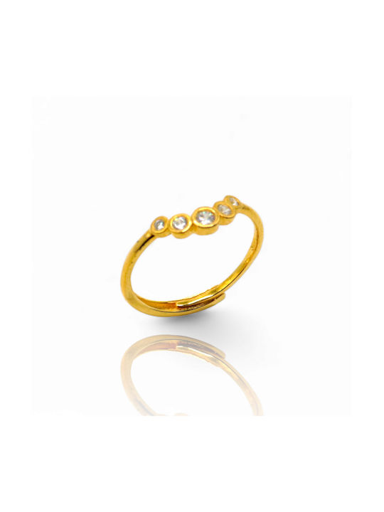 Damen Silber Ring No55 mit Gold plattiert, Zirkon, zu öffnen