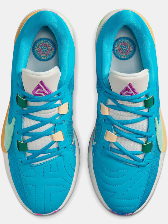 Zoom Freak 5 Low Basketball Shoes Blue Lightning / Emerald Rise / Phantom