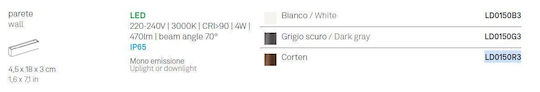 Zafferano Wall-Mounted Outdoor Light LED IP65 4W with Warm White Light 4.5x18x3εκ.