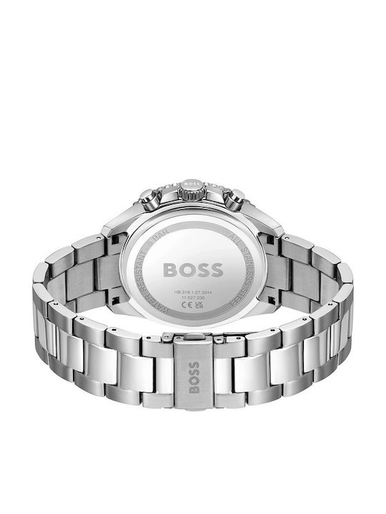 Boss Sport Ανδρικό Ρολόι 43mm Χρονογράφος Μπαταρίας με Μπλε Μεταλλικό Μπρασελέ