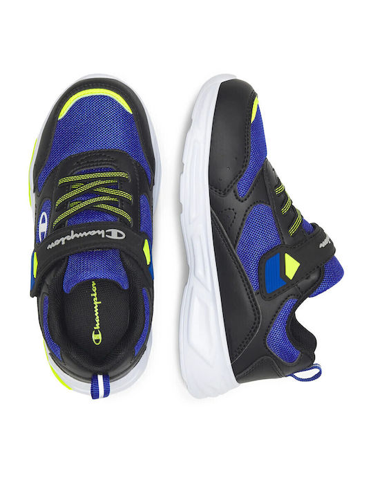 Wave B PS Kids Sneakers with Hoop & Loop Closure and Lights Black