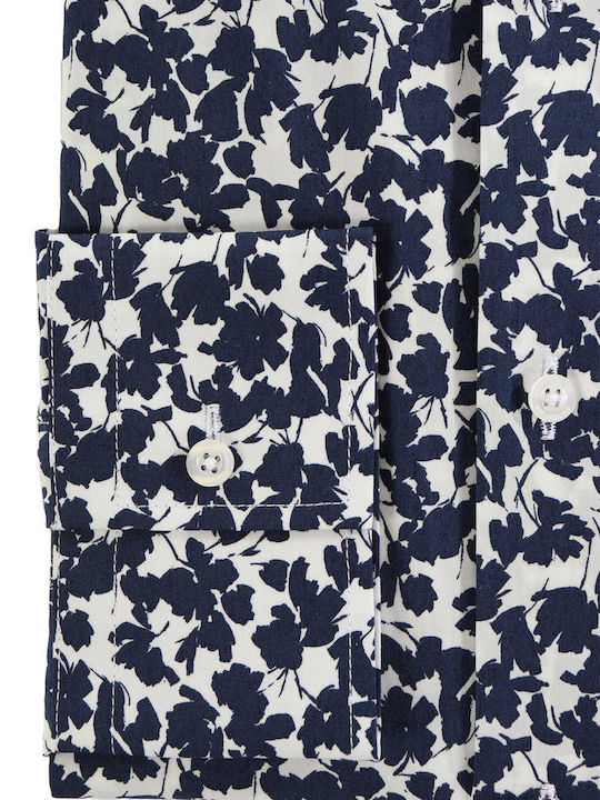 Karl Lagerfeld Men's Shirt Long Sleeve Floral Blue