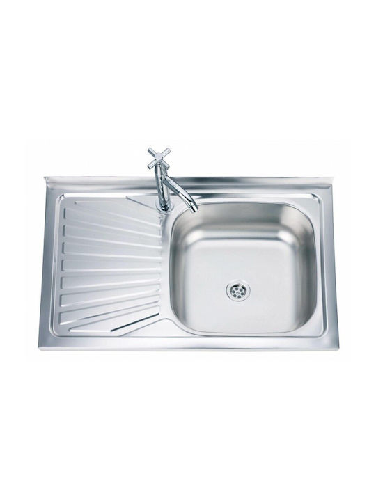 Inter Ceramic Ένθετος Νεροχύτης Inox Μ80xΠ50cm Ασημί