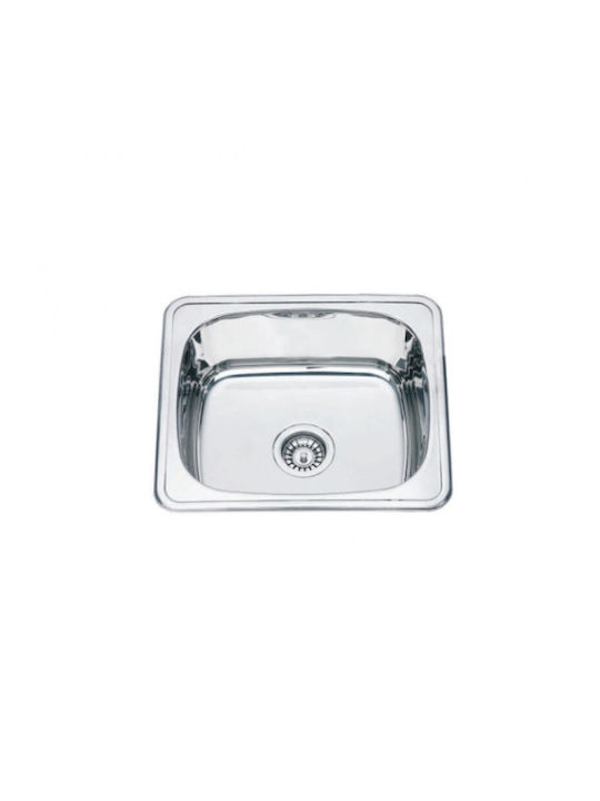 Inter Ceramic Ένθετος Νεροχύτης Inox Μ48xΠ42cm Ασημί