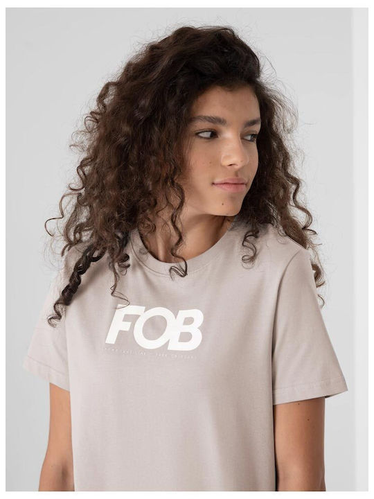 4F Γυναικεία Μπλούζα Κοντομάνικη Μπεζ