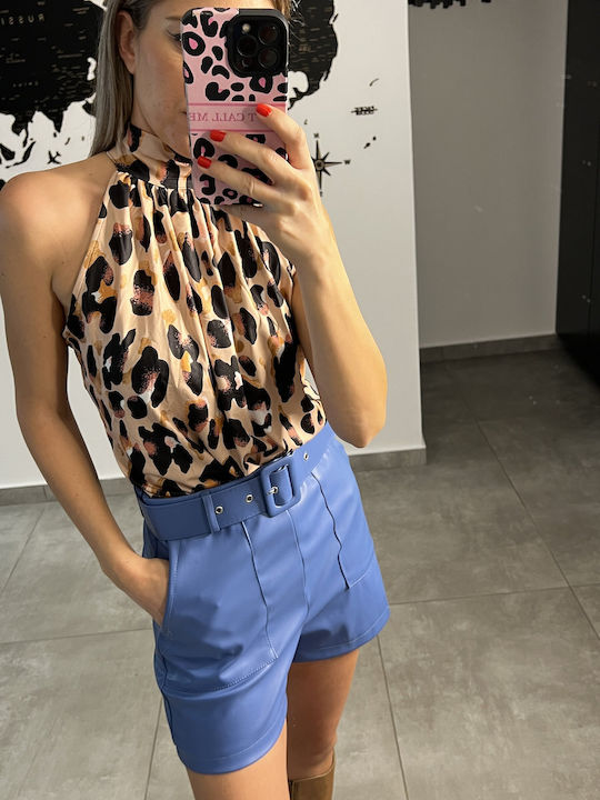 Polo Bonetta Women's Blouse Bluză cu umerii goi Animal Print Maro