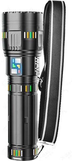 Spider Wiederaufladbar Taschenlampe LED IP65 mit maximaler Helligkeit 15000lm Schwarz