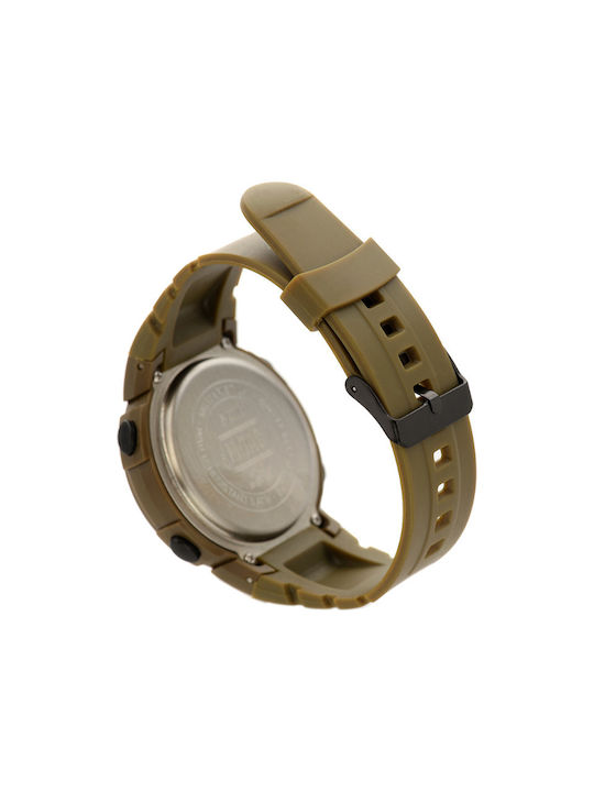 M-Tac Digital Watch Battery with Brown Rubber Strap