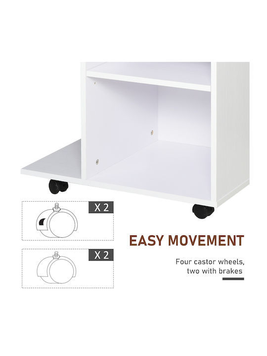 Office Storage Chipboard Cabinet with Wheels White L60xW40xH68cm