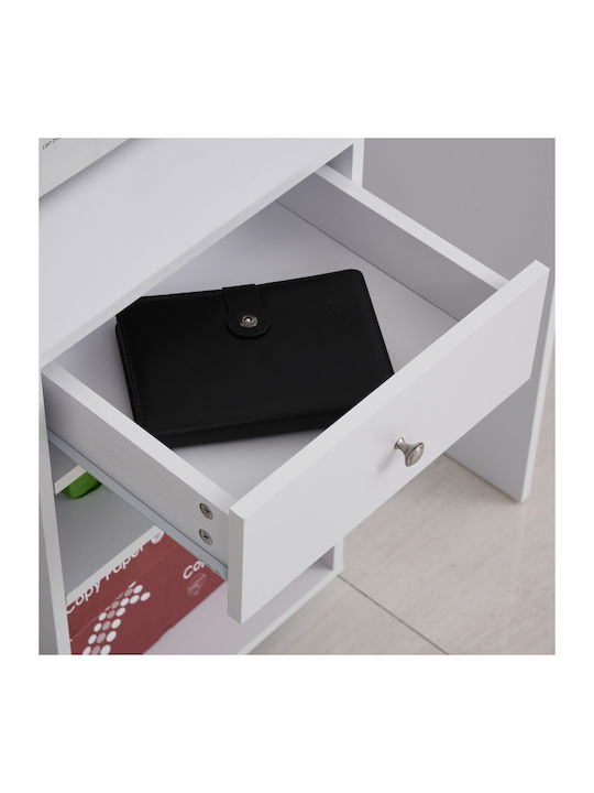Office Storage Chipboard Cabinet with Wheels White L60xW40xH68cm