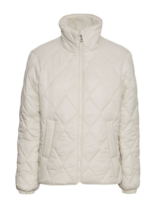 Vero Moda Women's Short Puffer Jacket for Winter Off White