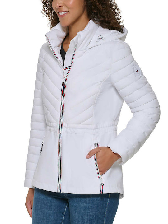 Tommy Hilfiger Women's Short Puffer Jacket for Winter White