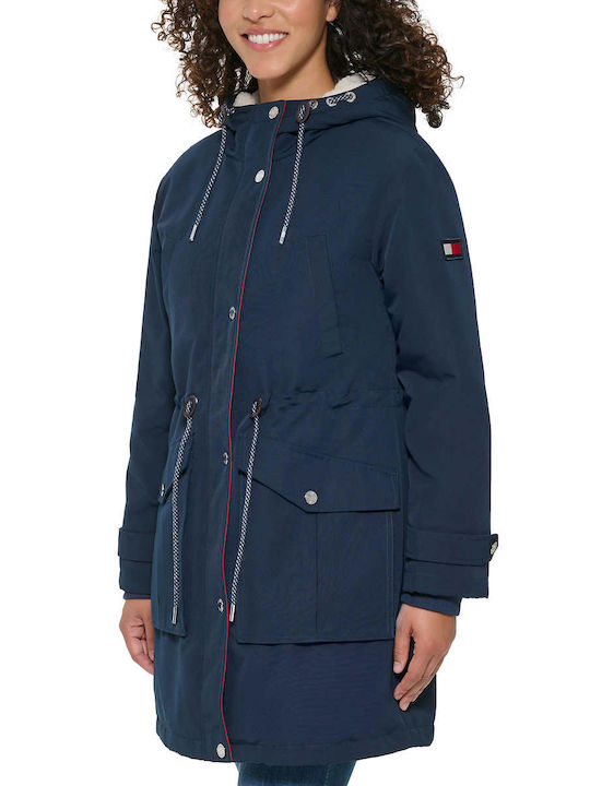 Tommy Hilfiger Women's Short Puffer Jacket for Winter Blue