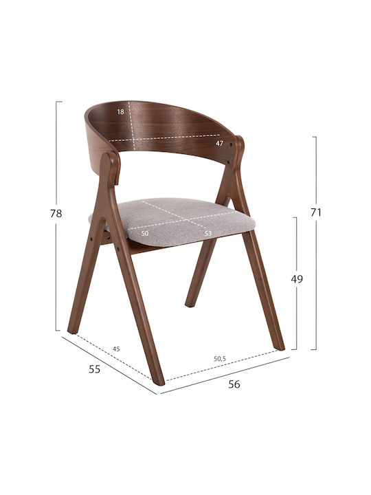 Nekker Stühle Speisesaal Walnut / Grey 1Stück 56x55x78cm