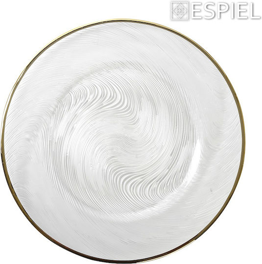 Espiel Plate Shallow Glass Transparent with Diameter 33cm