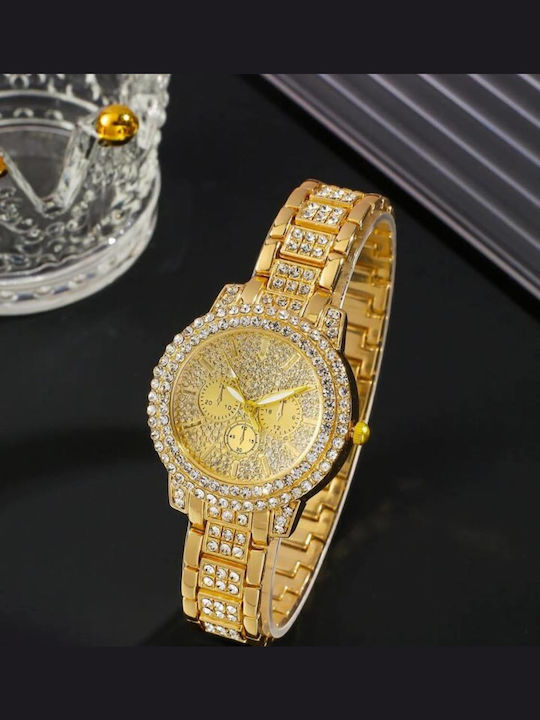 Woman's Fashion Women's Watch with Gold Metal Bracelet