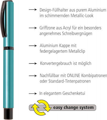 Online Vision magic Turquoise Schreibfeder Mittel aus Aluminium