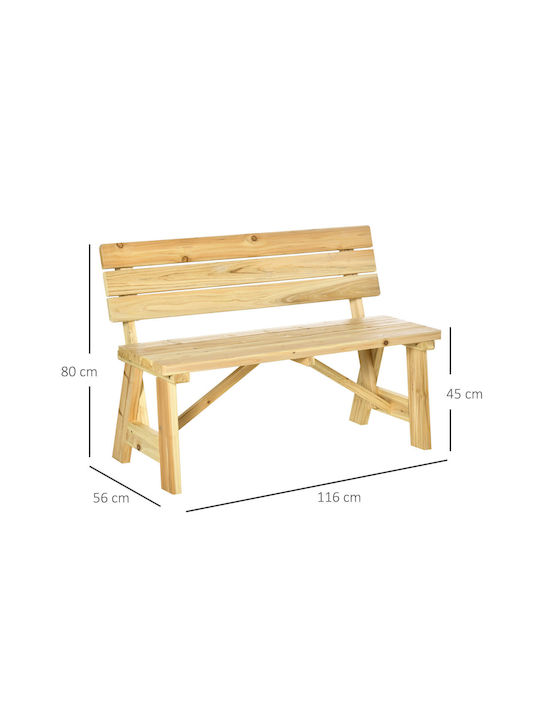 Παγκάκι Εξωτερικού Χώρου Ξύλινο 116x56x80cm