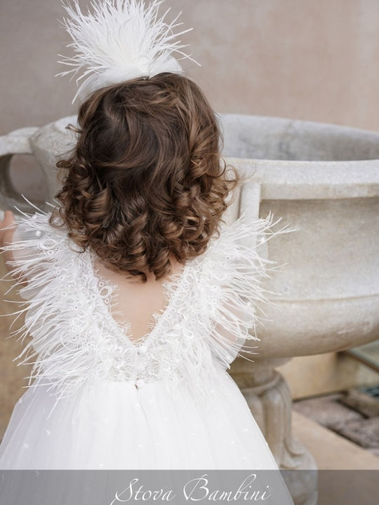 Stova Bambini Бяла Рокля За Кръщене От Дантела