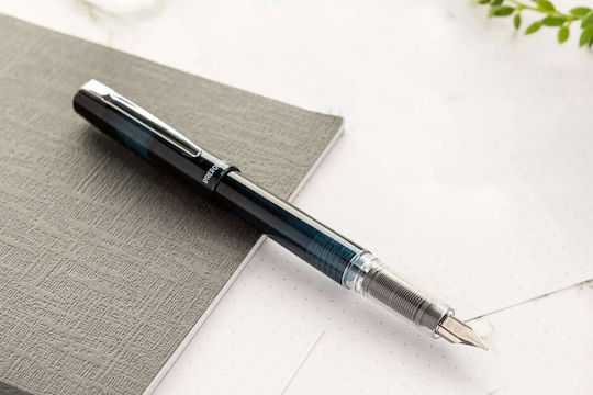 Platinum Prefounte Πένα Γραφής Fine Γκρι από Ατσάλι με Μπλε Μελάνι