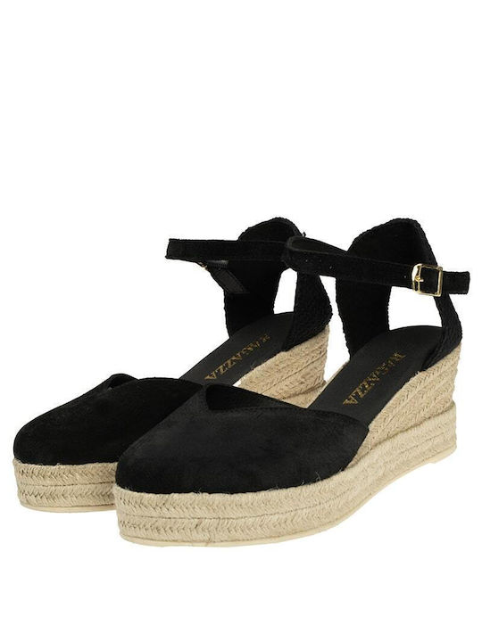 Ragazza Women's Leather Platform Espadrilles Black