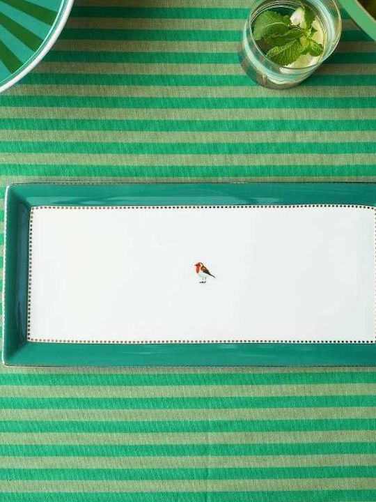 PiP Studio Love Birds Porcelain Rectangular Serving Tray in Green Color 33.3x15.5cm 51.018.156 1pcs