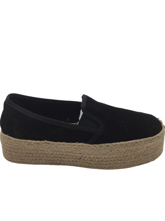 Πλατφόρμες 8-15 Ase Shoes-black-μαύρο Women's Leather Espadrilles Black