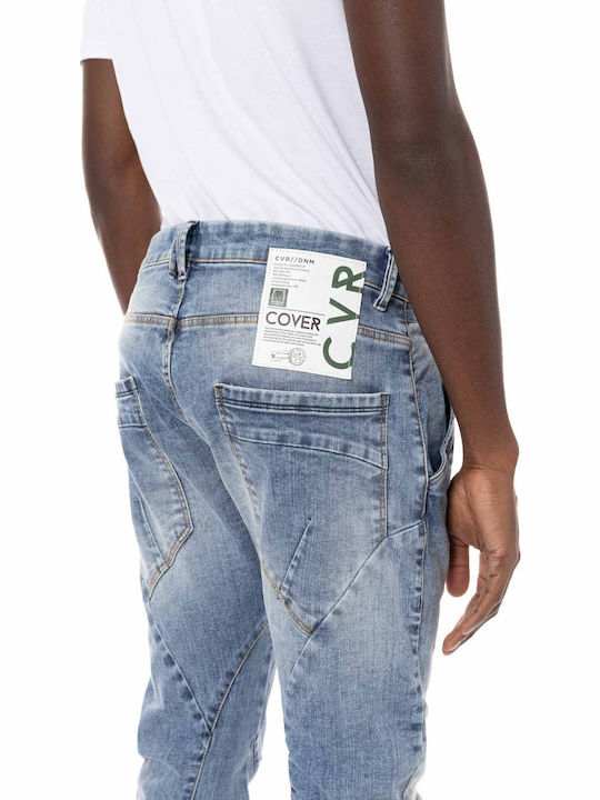 Ανδρικό Παντελόνι Τζιν Ελαστικό με Skinny Εφαρμογή Washed Blue