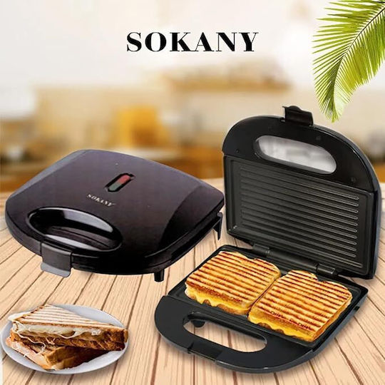 Sokany BBQ-138 Τοστιέρα για 2 Τοστ 800W Μαύρη