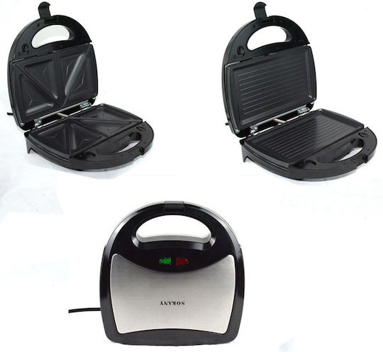 Sokany KJ-302 Sandwich Maker with Removable Plates for for 2 Sandwiches Sandwiches 750W Inox