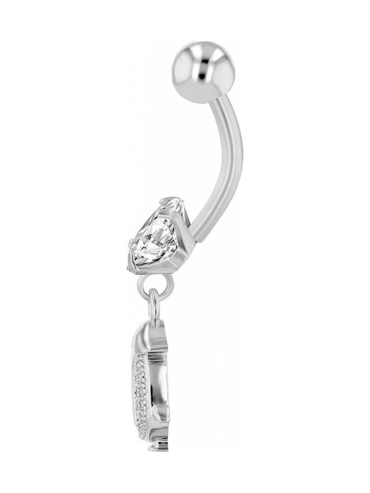 Akzent Bauchnabel Piercing aus Stahl 1,6 mm Silber